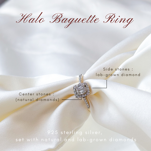 Halo Baguette Ring