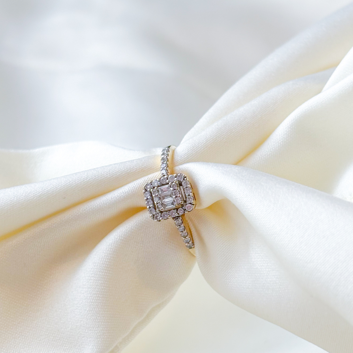 Halo Baguette Ring