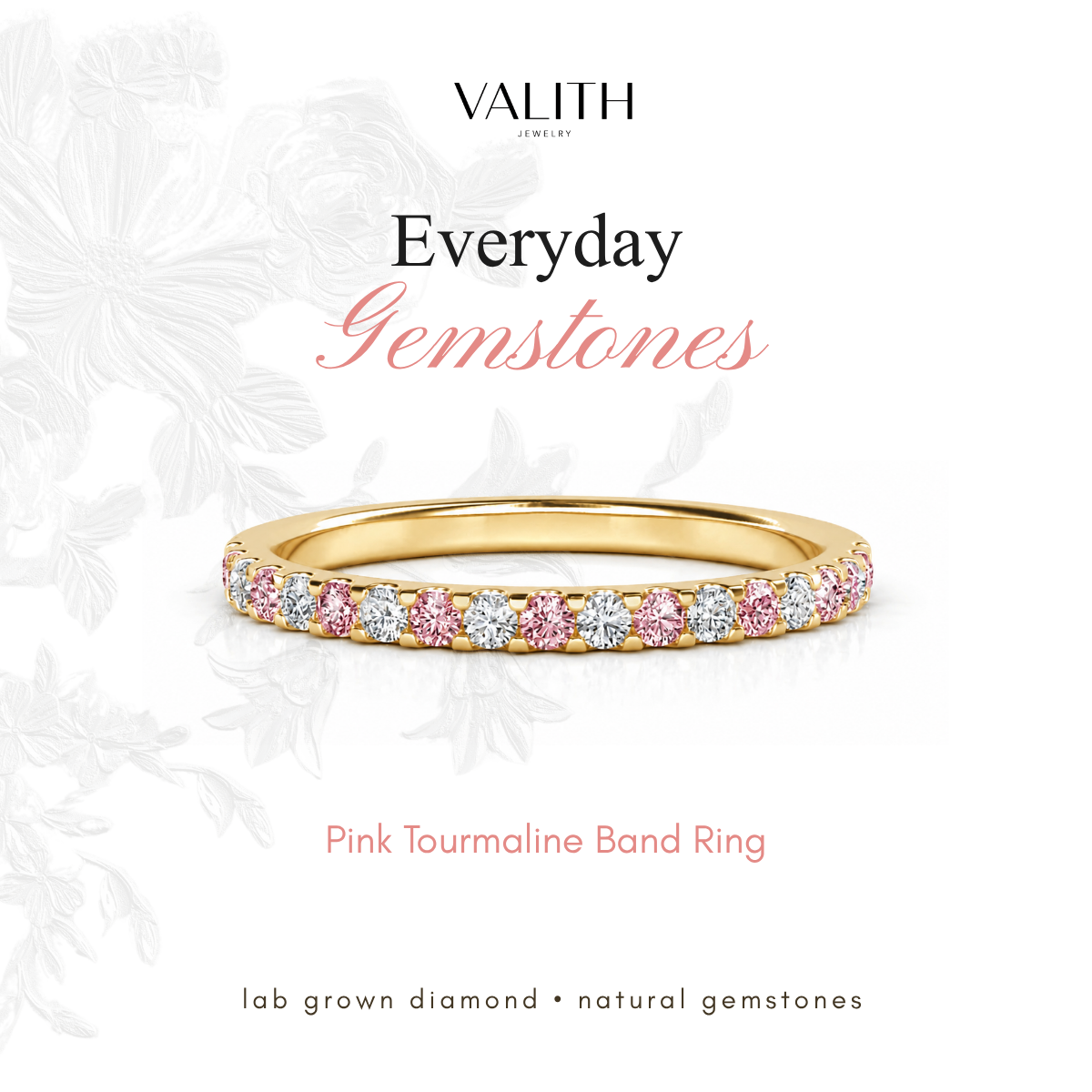 Pink Tourmaline Diamond Band