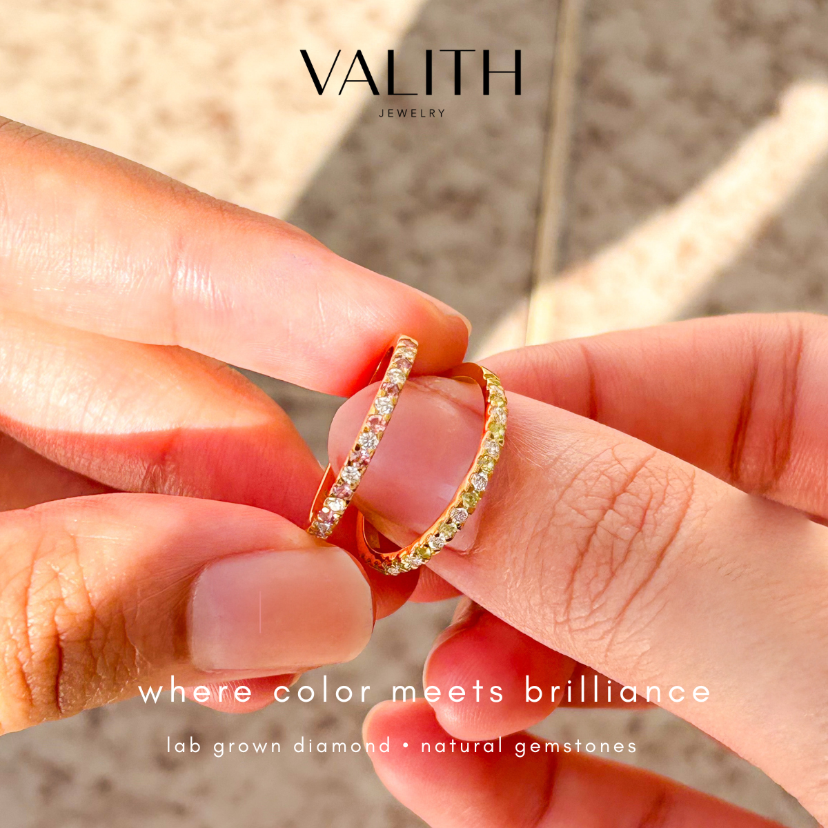 Pink Tourmaline Diamond Band
